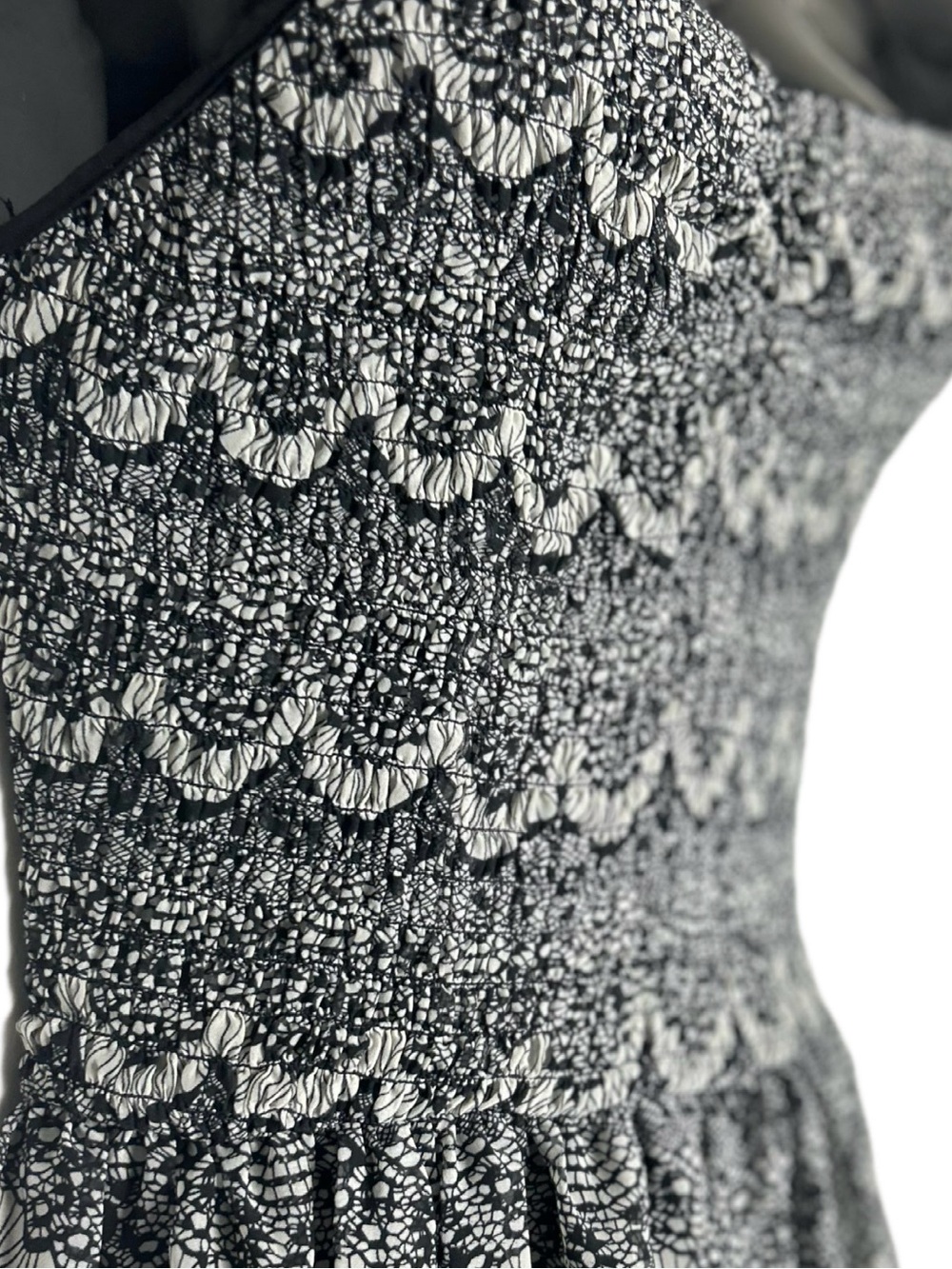 Black and White Strapless Smocked Sundress - Picture 5 of 16